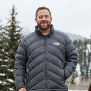 The North Face Men's Dark Gray Down Puffer Jacket. Large